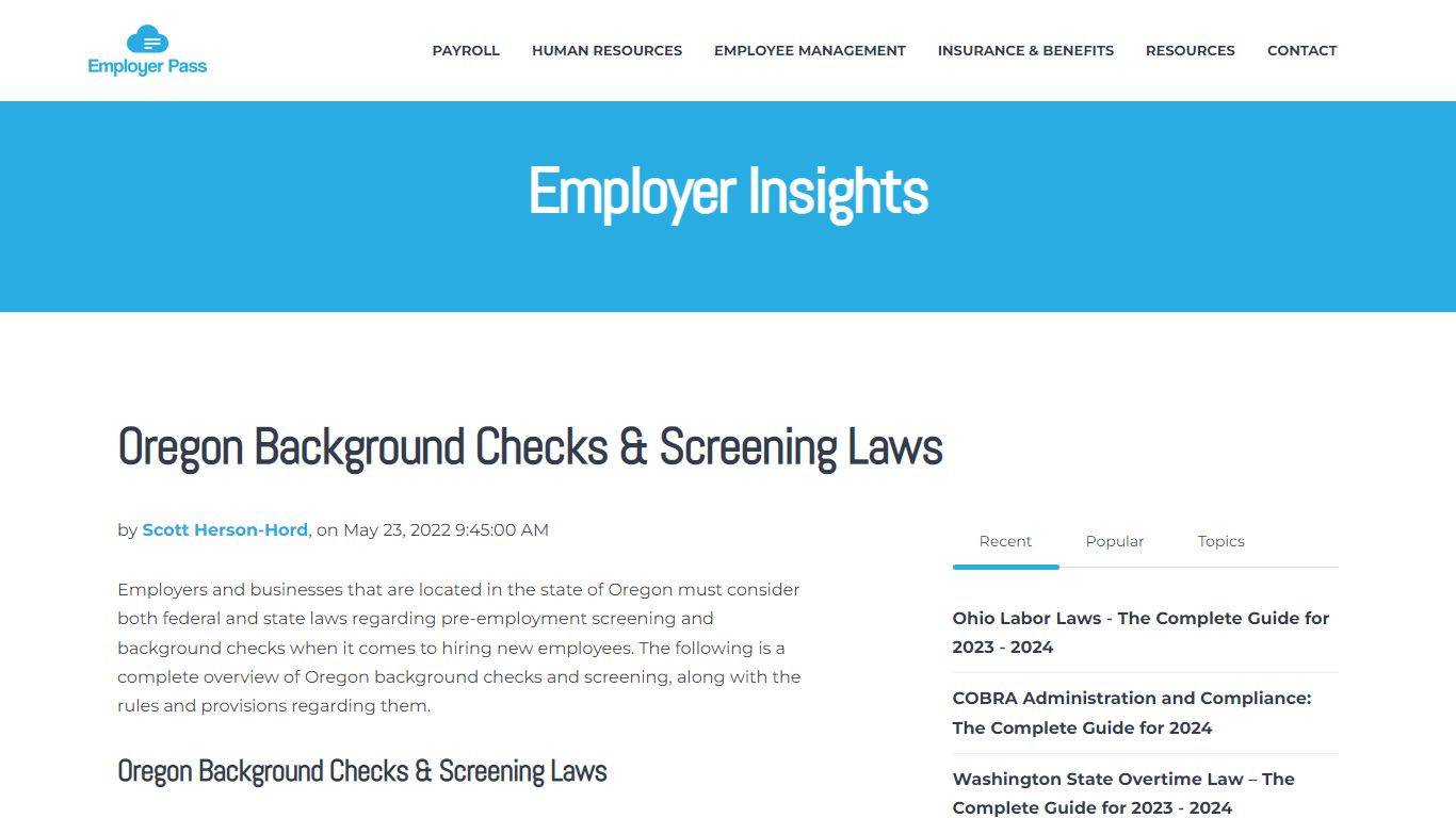 Oregon Background Checks & Screening Laws - Employer Pass